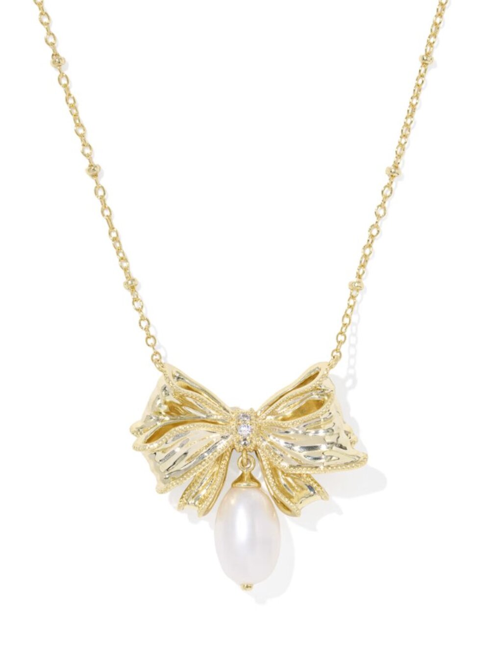 Kendra Scott x LoveShackFancy Pearl Bow Gold Necklace